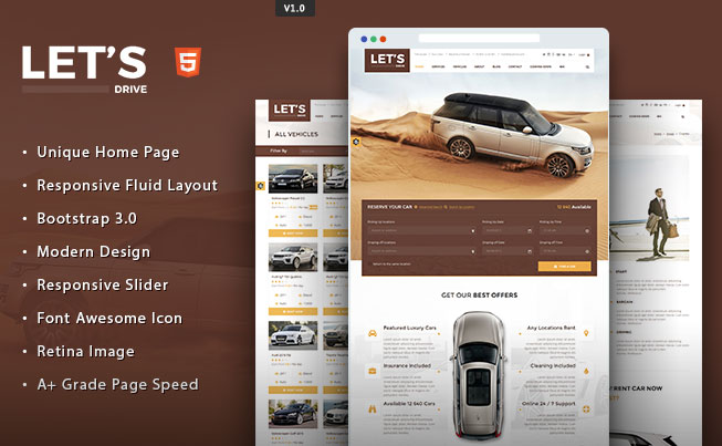 car rental html5 template